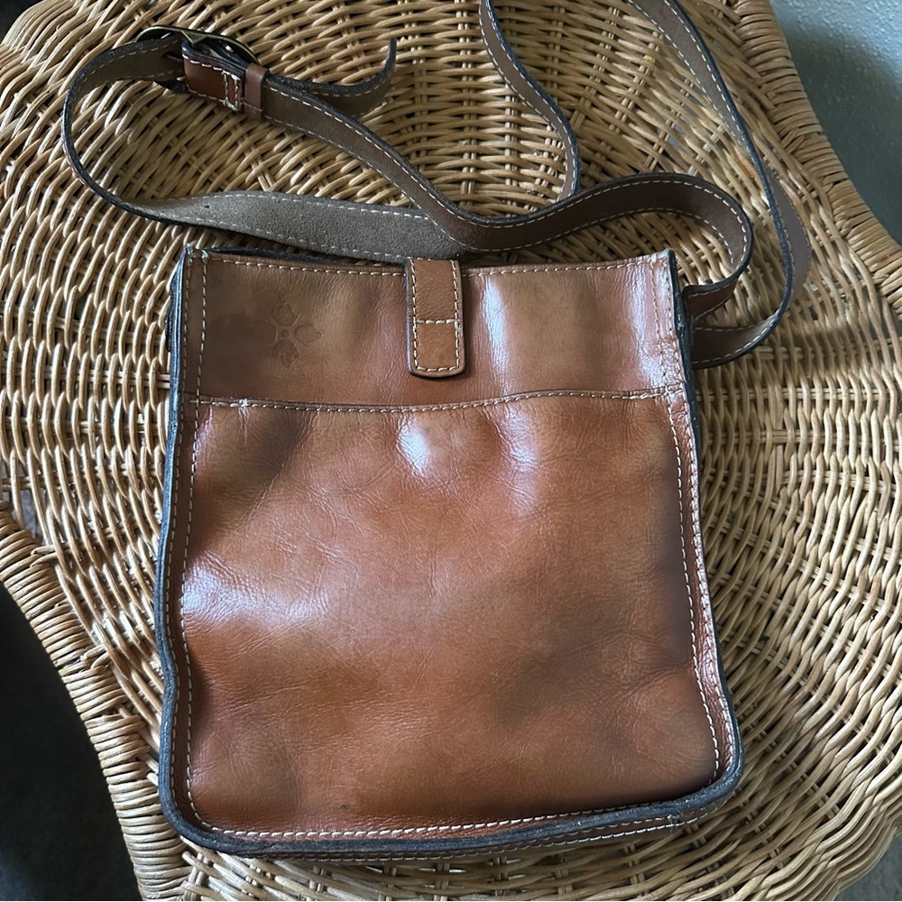 Patricia Nash Leather Purse Venezia Pouch Saddle Brown Crossbody Bag - Picture 2 of 3
